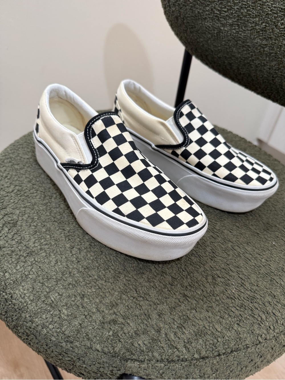 Vans Checkerboard Slip-On Platform Sneakers - Black & White